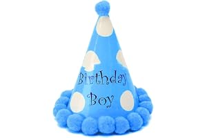 Partysanthe Happy Birthday Prince Cap for Kids Birthday Hat (Blue) (Pack of 1)