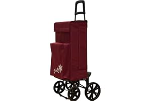 VACAVACA Carro de la Compras con 4 Ruedas, Carro Compra Idealpara Supermercado para Supermercado (Burdeos, 4 Ruedas con Bolsa térmica)
