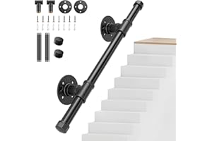 POTUEM Stair Handrail, 0.5M New Non-Slip Handrails for Stairs, Safety Industrial Iron Pipe Wall Mounted Indoor Outdoor Hand Railing Suitable for The Elderly, Children, Disabled