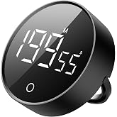GWORKE RT-1 Mıknatıslı Rotary Zamanlayıcı 0-199 İleri Geri Sayım Kronometre, Ayaklı Stand, LED Ekran, USB-C Şarjlı, Pomodoro 