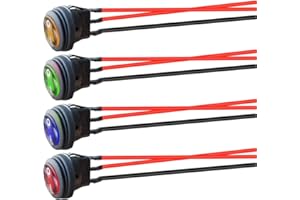 Gebildet 4pcs 12V-24V/10A Pre Cableado Impermeable Interruptor Basculante Redondo LED,3Pin 2Posición ON/Off SPST,Interruptor de Palanca para Coche Motocicleta Bote Marina(Rojo/Verde/Azul/Amarillo)