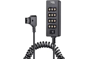 Fomito DTAP-Splitterkabel mit Netzschalter D-Tap für V-Mount-V-Schloss, Goldmontage-Batterie bis 3P x 4 Buchse und USB für LCD-Monitor, LED-Videolicht, BMPCC 4K 6K, ARRI-rote Kamera und Smartphone