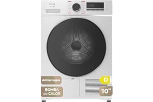 EVVO Secadora bomba de calor Nature S10 D - 10 Kg, Eficiencia Energética D, Sensor De Humedad, Antiarrugas, 16 Programas, Airfresh, Luz Interior, Fácil Instalación