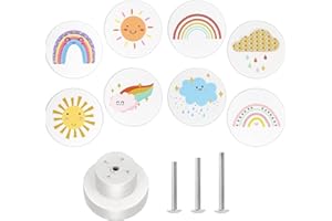 ShipeeKin Pomelli per cassetti arcobaleno boho Maniglie rotonde in legno per mobili da bambini, Pomelli per cassettiere per bambini, per armadi, credenze e guardaroba (8 pezzi)