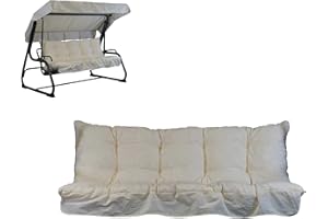 Tecnoweb - Cojines para balancín de 3 plazas - Incluido también el techo a juego - 100 % fabricado en Italia - Ideal para exteriores (jardines y patios) - Estructura no incluida, crudo con rayas
