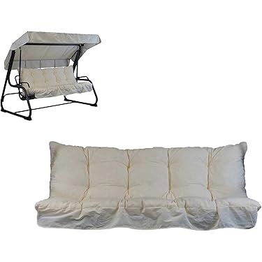Set 5 Cuscini Sostitutivi Per Dondolo Da Giardino - Grigio Per 3 Posti | Federe In Cotone - Foto 2