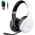 KOFIRE Wireless Gaming Headset for PlayStation 5, 3D Stereo Sound, Bass Feedback, 2.4GHz/Bluetooth, Detachable Mic, Ultra-Low Latency,White Headphones for PS5, PS4, PC