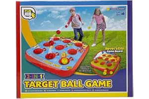OnlineStreet Target Ball Inflatable Game - Outdoor/Indoor Party Game and Garden Toy for Kids; Perfect Summer/Lawn Family Game Set with a Reversible Inflatable Mat and Colourful Balls