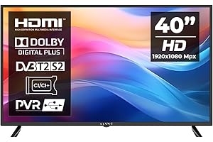 KIANO SlimTV 40 Pouces LED Full HD 1920 x 1080 DLED Grand Angle de Vision 176° Audio Stéréo 2x8W Support VESA 200x200 - Noir