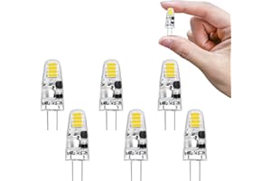 I-SHUNFA Ampoules LED G4 blanc froid 6000K AC/DC 12V 1.2W remplaçant les ampoules halogènes 15w,ampoule à économie d'énergie G4 Led à culot à broches,pour cuisine hotte aspirante,salle à manger(Lot de 6)