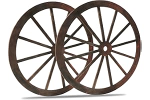 YiYa 2 PCS 30CM Wagon Wheel Decor Rustic Wagon Wheel Wall Decor Wooden Wagon Wheel Decor Wagon Wheel Wall Hanging for Farmhouse Bar Garage Home Garden…