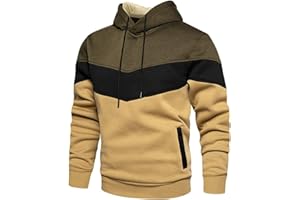 comefohome Mens Hoodie Pullover Color Block Sweatshirts Long Sleeve Hoody Drawstring Casual Tops with Pockets
