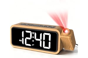 Netzu projektionsväckarklocka trä, hög väckarklocka med projektion för