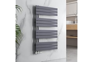 EMKE Toallero Baño Radiador Plano, toallero de Paneles, 1320 x 600 mm, Antracita Color, secador de Toallas con conexión Lateral, 838W, radiador secador de Toallas de Agua Caliente