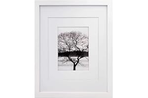 EGOFINE 14x11 Photo Frame White, Solid Wood Picture Frame for Tabletop and Wall Mounting, 2 Mounts for Picture 8x10 or 5x7 inch