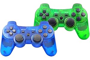 ＲＵＥＩＵＲＩ P-S3 Controller 2 Pack PS-3 Wireless controller Playstation 3 Controller Wireless Bluetooth Gamepad with USB Charger Cable for PS-3 ((Blue+Green))