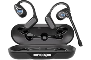 iDIGMALL Bluetooth 5.4 Headset w/Detachable Microphone, Open Ear Headphones w/Noise Canceling Mic & Mute for Call, Multipoint Wireless Earbuds w/Charging Case for Office Home Work Driving Travel