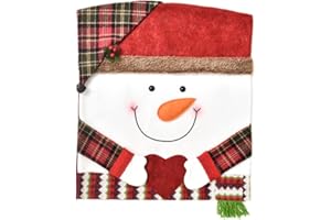 ‎SUREH Weihnachtsstuhl-Rückenbezüge, 6 Stück, rot, Weihnachts-Stuhlhussen mit umweltfreundlichem Kunstleder, Weihnachtsstuhl-Rückenbezüge für Zuhause, Urlaub, Esszimmer, Neue Weihnachtsstuhl-Dekoration