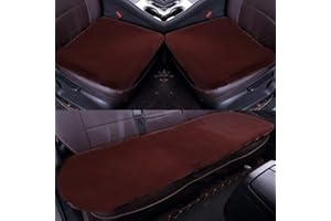 GLITZFAS Universal Auto Sitzbezug Autositzauflage Sitzkissen Lammfell Sitzauflage Stuhlauflage Schaffell Kissen fürs Auto Rollstuhlauflage schön (Braun,3PCS)