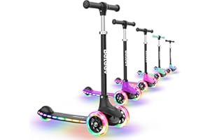BELEEV A6 Trottinette Enfants 3 Ans, Trotinette à 3 Roues LED Roues Lumineuses et Deck, 4 Réglables en Hauteur, Plateau Antidérapant Scooter pour Filles Garçons 3-8 Ans, Tricycle Scooter for Kids