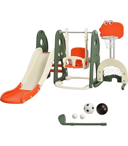 COSTWAY 4-in-1 kinderspeelplaats met afneembare kruk, glijbaan COSTWAY 4-in-1 kinderspeelplaats met afneembare kruk, glijbaan