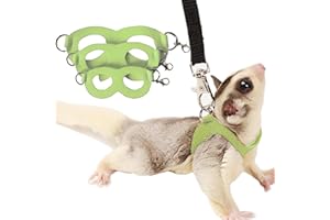 MEOW&WOOF 3 Pack Sugar Glider Harness and Leash Set Small Animal Training Walking Vest for Squirrel Hamster Rat-Green