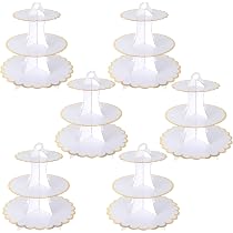 BetterJonny Set 6 Supporti Per Torte A 3 Livelli - Colonnine In Resina Oro Per Alzate Fai Da Te - Per Matrimoni E Feste - 3