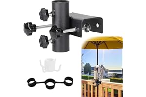 ANYINGKAI Support de Parasol de Balcon,Balustrade de Balcon avec Crochets,Porte Parasol Balcon,Attache Parasol pour Balcon,Porte-Parapluies ExtéRieur diamètre 23-38 mm, réglable pour Jardin, terrasse, Balcon