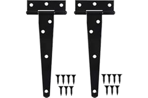 HQdeal 2 Pack Heavy Duty Tee Hinge, 150mm 6 inch T Hinge Metal Strap Tee Hinge with Screws for Shed Doors, Barn Doors, Gate Doors, Garden Gate, Black