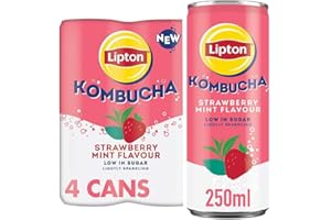Lipton Kombucha Strawberry & Mint, 250ml, (Pack of 4)