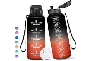 MOTSWEDI Botella Agua, 1,5 litro Libre de BPA, Botella Agua Gimnasio, Con Marca de Tiempo, Botellas de Agua, Diseño de Cerradura a Prueba de Fugas, Botellas de Agua Para Niños para Deportes - Negro&Rojo