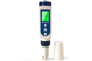 Pious PH Messgerät Wasser, Ph/Salzgehalt/ec/tds/Temperatur-Multifunktions-Ph-Messgerät, Automatischer Temperatur Kompensations Ph Wert Messgerät, Geeignet Für Trinkwasser, Schwimmbad, Hydroponik, SPA