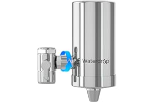 Waterdrop WD-FC-06 Rubinetto in Acciaio Inossidabile, Sistema di Filtraggio dell'acqua a Blocchi di Carbone, Rimuove il Cloro, i Metalli Pesanti e il Cattivo Gusto (1 Filtro Incluso)