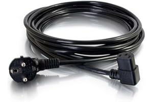 C2G Câble d'alimentation à 90 degrés 16 AWG de 5 Mètres (IEC320C13R vers CEE 7/7 Schuko) Câble PC à angle droit de 15 pieds, Moniteur et appareil, Noir