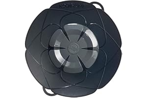 Kochblume das Original vom Erfinder! Ein Deckel für Alles Überkochschutz, Microwellen-Deckel, Spritzschutz und Dampfgaraufsatz anthrazit M 25,5 cm (für Topfgröße Ø 14-20 cm) Set mit Microfasertuch!