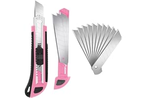 Artcut Taglierino per scatole, coltello multiuso a lama larga 18 mm retrattile, taglierino rosa con lama a cambio rapido, adatto per ufficio e casa
