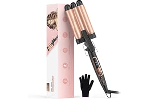 Welleneisen für Haare, BESTOPE MIX Welleneisen Lockenstab 3 Fässer 22mm Mermaid Hair Waver 150°C und 210°C Lockenstab Beach Waves Welleisen Schnelle Heizung Wellenstäbe für Lange/kurze Haar