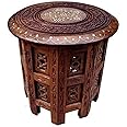 Any Creation Antique Wooden Round Octa Legged Stool | Coffee Table | Side Table | End Table | 12 inch Table for Living Room