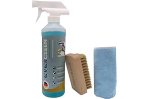 EVERCLEEN Sneaker Cleaner professionale 500 ml + panno in microfibra + spazzola Made in Germany. Pulizia intensiva e cura. Facile da usare. Pulisce delicatamente le scarpe da ginnastica ecc.