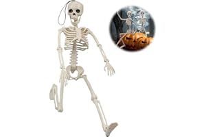 KOIROI Scheletro per Halloween, scheletri per Halloween, 40 cm, scheletri da appendere, scheletro decorativo per Halloween, ossa articolari mobili, decorazioni per cimitero, accessori per casa infestata