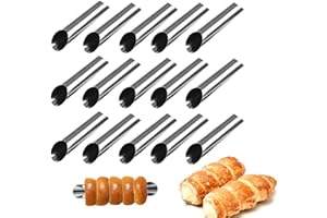 LaceDaisy 15PCS Stampo per Croissant Cremoso, Stampo per Croissant, Stampo per Cono Tubolare in Acciaio Inox, Rivestimento Antiaderente, Torta Pasticceria Spiral Roll Horn Stampo da Forno