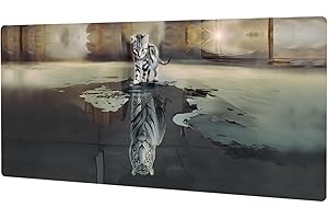 GLANDOTU Gamingowa podkładka pod mysz – 900 x 400 × 3 mm – duża podkładka pod mysz XXL, z motywem, antypoślizgowy gumowy spód, poprawia precyzję i prędkość, szyte krawędzie, podkładka pod mysz, koty i