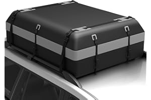COSTWAY 15/21 Cubic Feet Car Roof Bag, 100% Waterproof Roofing Cargo Carrier with Anti-Slip Mat, Combination Lock & Straps, Rooftop Luggage Storage Box (Black+Grey, 21 Cubic Ft/600L)