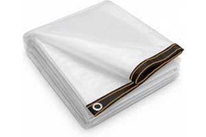 BeGrit Waterproof Clear Tarpaulin 2m x 2m Heavy Duty Transparent Tarpaulin Rainproof Reinforced Clear Tarp Cover with Eyelets for Garden Outdoor Camping Balcony Chicken Run Hutch Roof Cover