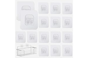 RAFIYU 20 Pezzi Ganci Adesivi di Ricambio, Ganci Adesivi Bagno per Mensola Doccia 6,7x6,7cm, Adesivo Forte per Mensole DocciaTrasparenti Senza Trapano, per Cucina Bagno Cestino (Carico Massimo 10kg)