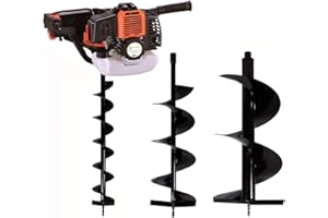 GT Garden Tarière Thermique 52 cm3-3 CV + Lot de 3 mèches (100, 200 et 300 mm)