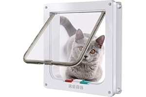 Moaobooh Cat Flap, 4-Way Locking Cat Door, Pet Door (L, Female)