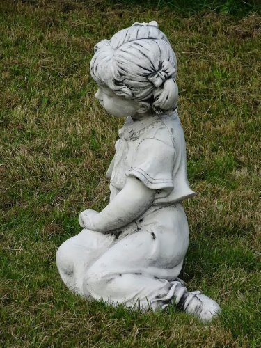 Steinfigur Mädchen sitzende Gross 48 cm ca. 26 kg Frostfest Stein Nr.273 - 3