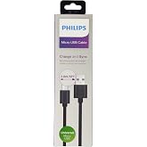 Philips Usb-Micro Usb Şarj Kablosu, 2 Metre, Pvc, Siyah (Dlc3106U/00)