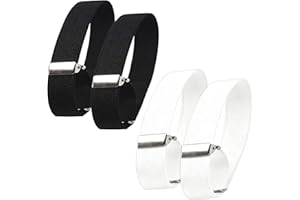 aieieii 2 Pairs Shirt Sleeve Holders, Sleeve Garters Women Suit Shirts for Men, Men Sleeves Garters Adjustable Elastic Unisex Anti-slip Arm Bands, Shirt Armbands Width 2 Cm Black White Two Colors